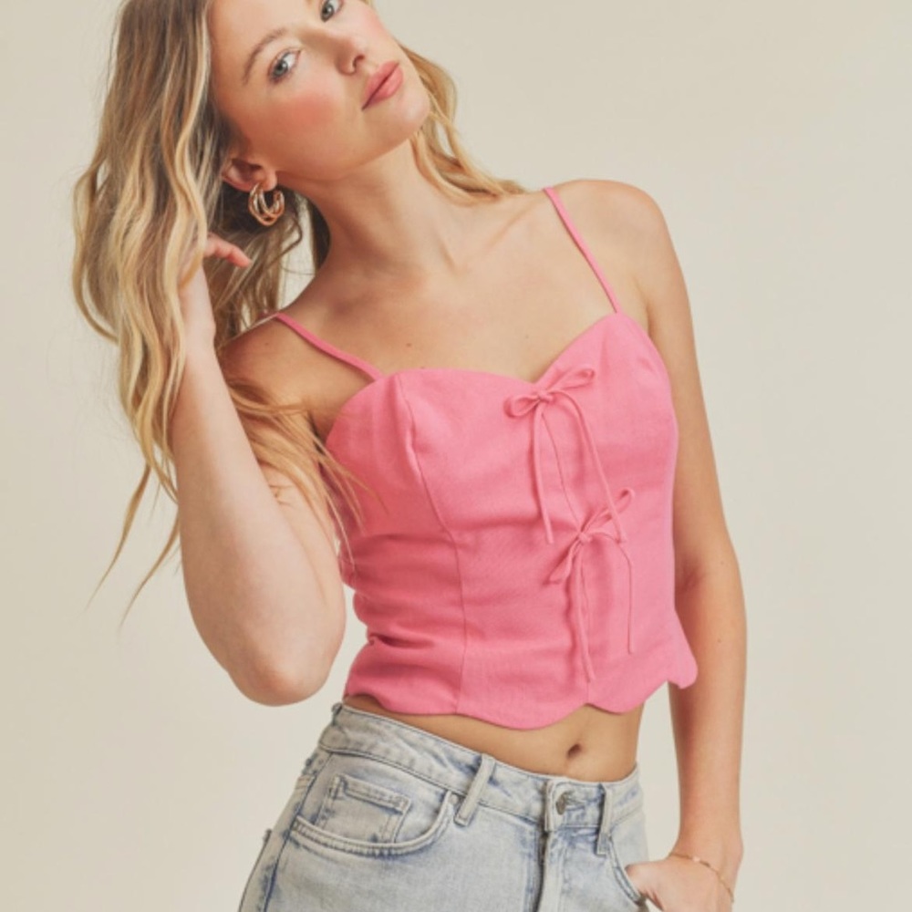 Lush Pink tie crop top